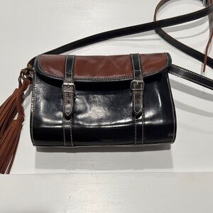 Lucky Brand Black and Brown Crossbody Bag with Tassel